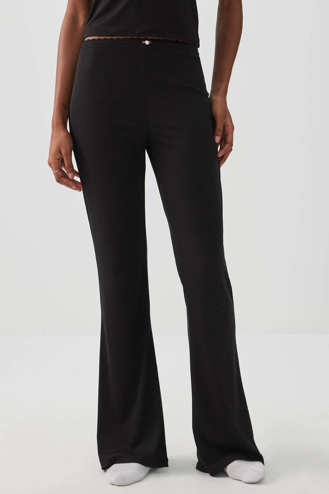 Pantalon de pyjama évasé côtelé 