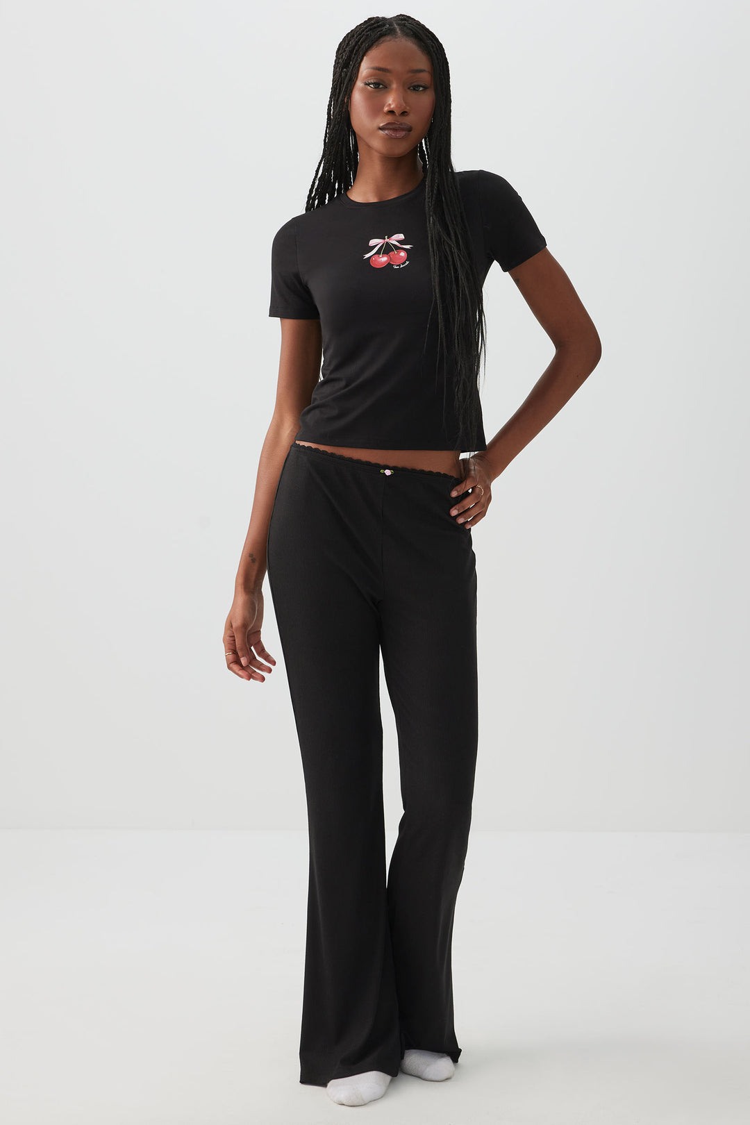 Pantalon de pyjama évasé côtelé 