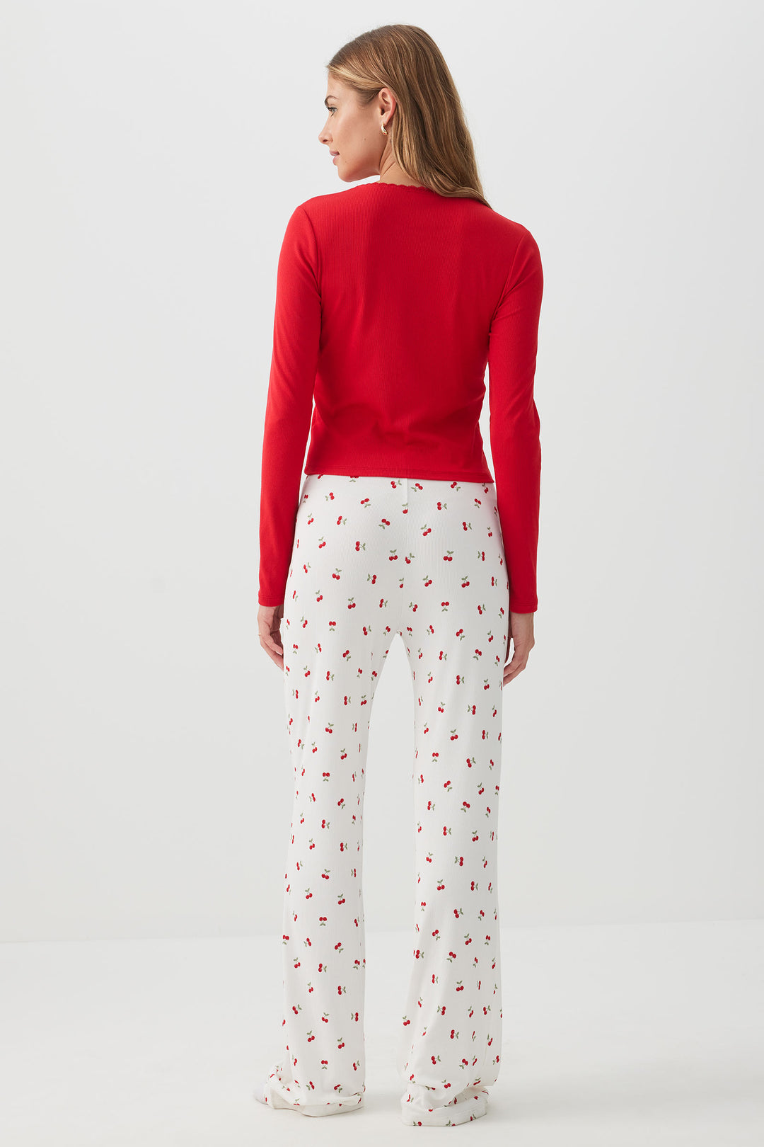 Pantalon de pyjama évasé côtelé 