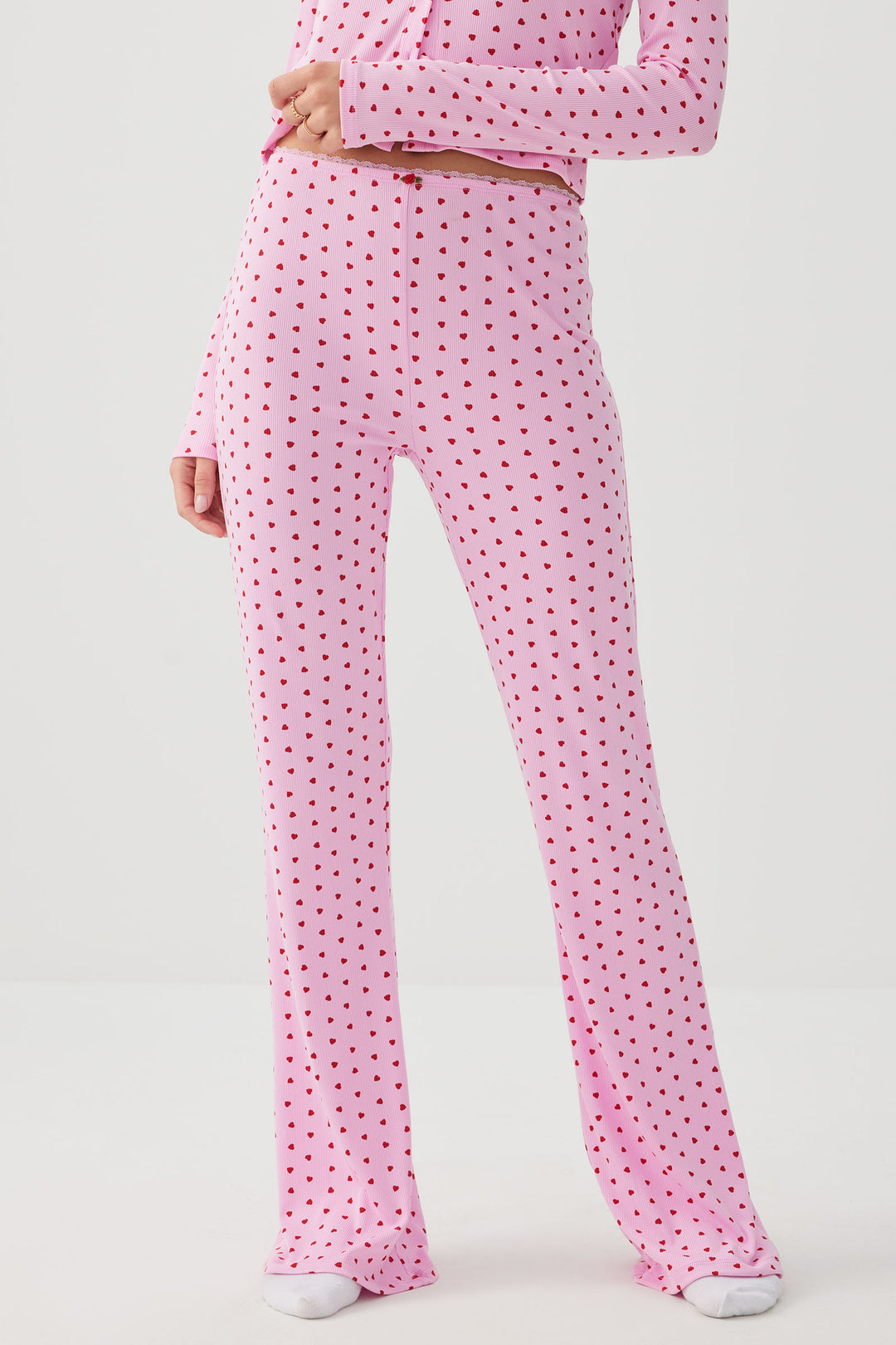 Pantalon de pyjama évasé côtelé 
