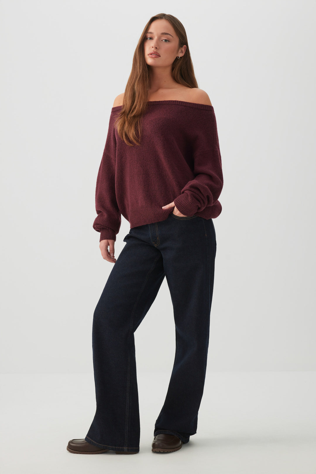 Relaxed Off Shoulder Sweater