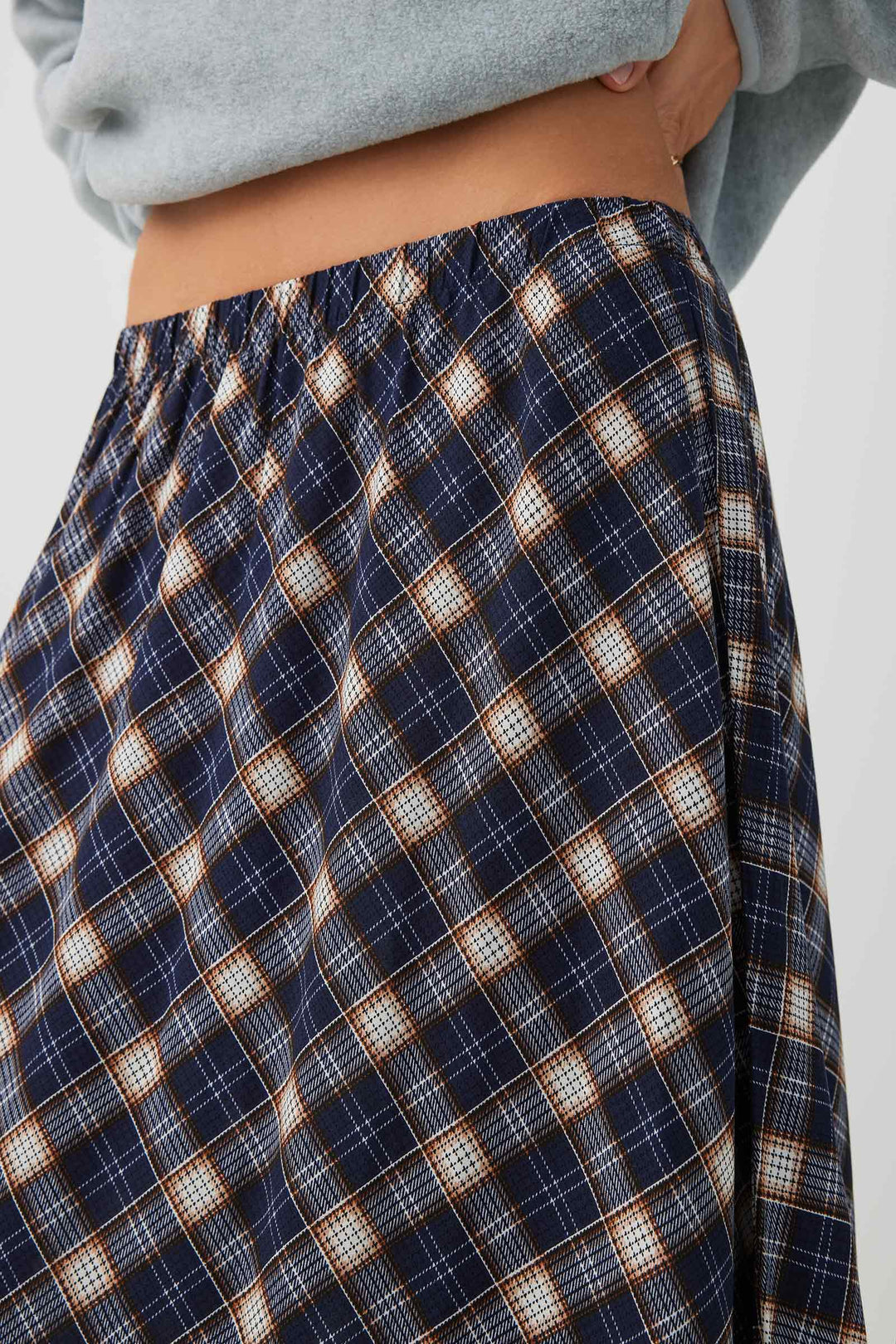 Plaid Ruffle Maxi Skirt