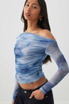 Asymmetrical Ruched Mesh top