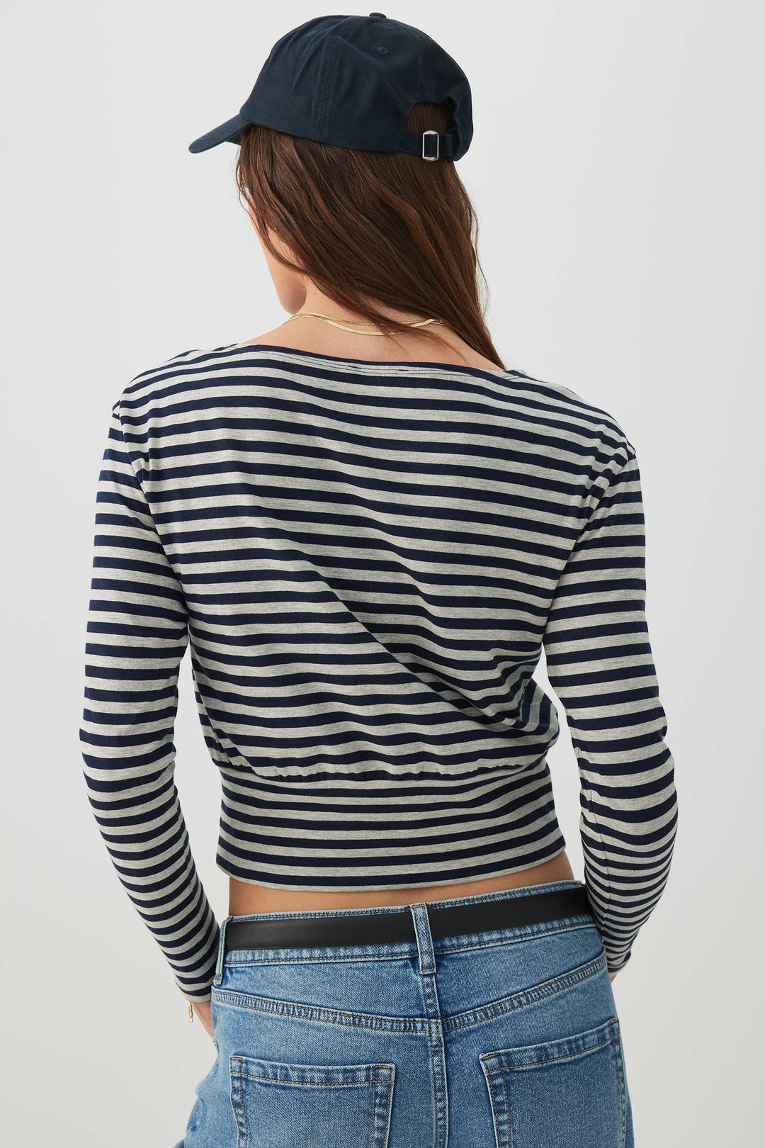 Banded Hem Long Sleeve Top