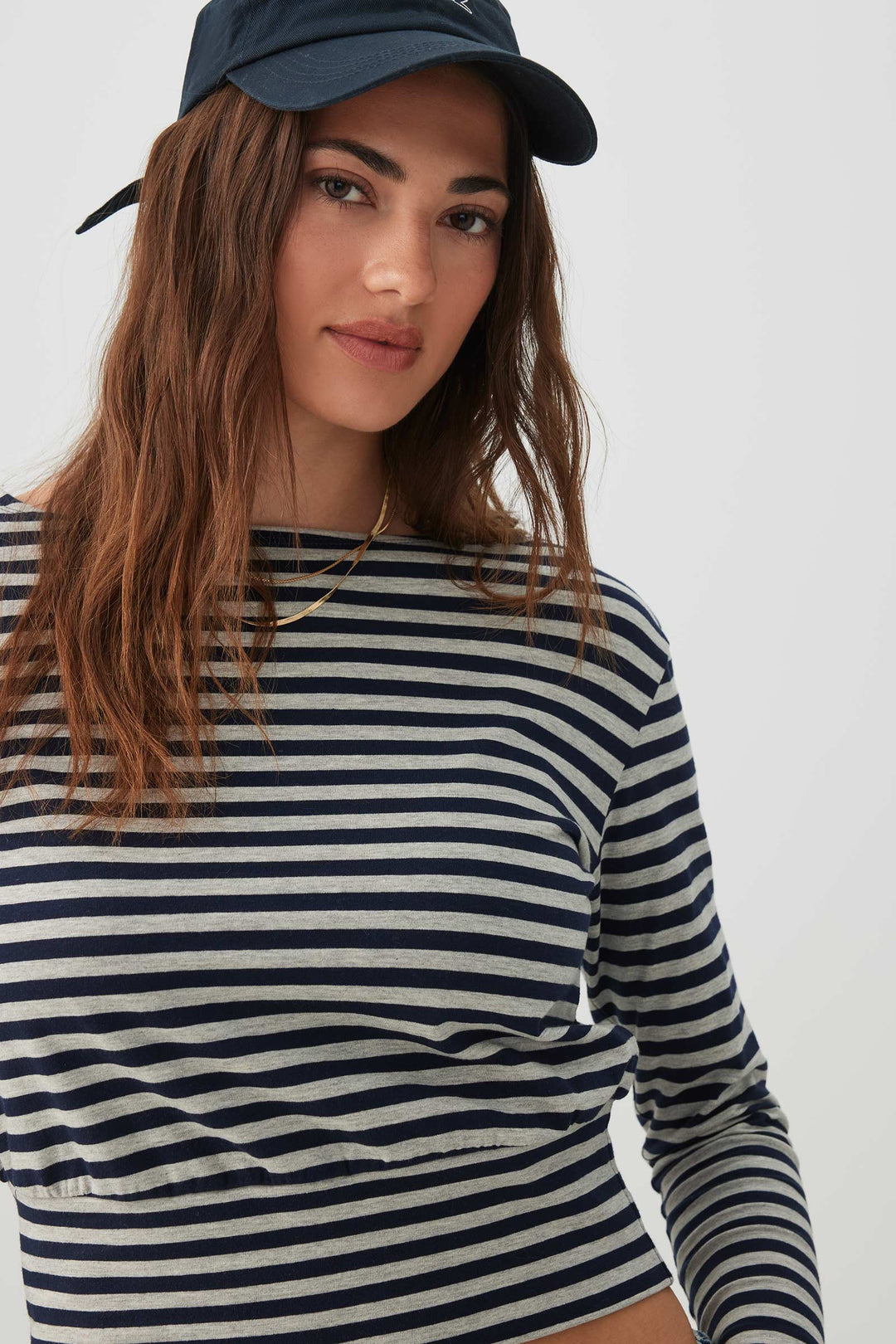 Banded Hem Long Sleeve Top