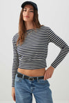 Banded Hem Long Sleeve Top