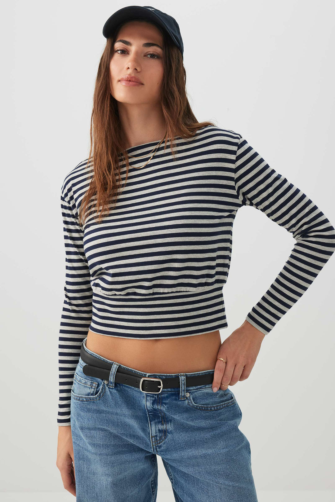 Banded Hem Long Sleeve Top