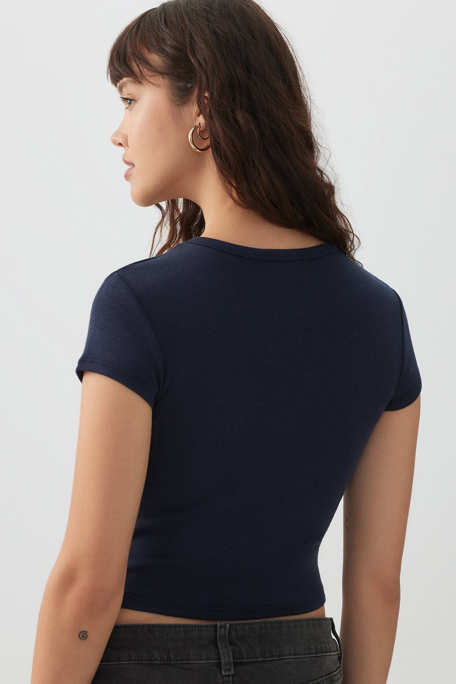 トップス ta ara Tara V-Neck Long Sleeve Top Blue | Garage
