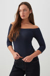 3/4 Sleeve Boat Neck Top