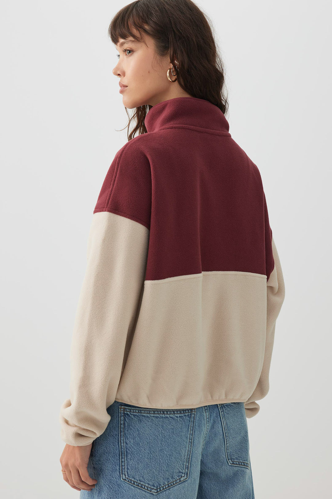 Chandail polaire demi-glissière à blocs de couleur