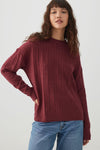 Long Cable Knit Crew Neck Sweater