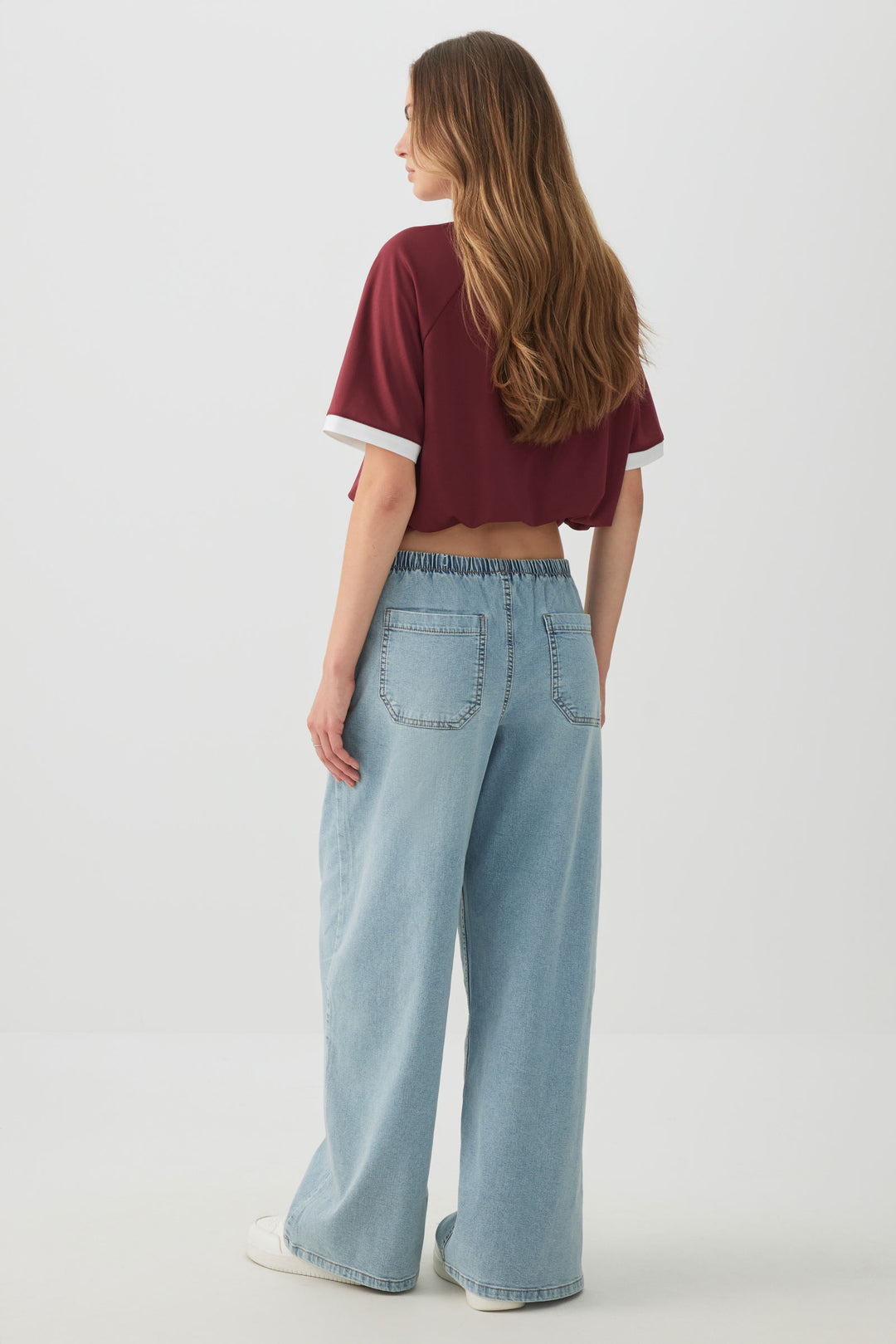 Mid Rise Wide Leg Knit Jean