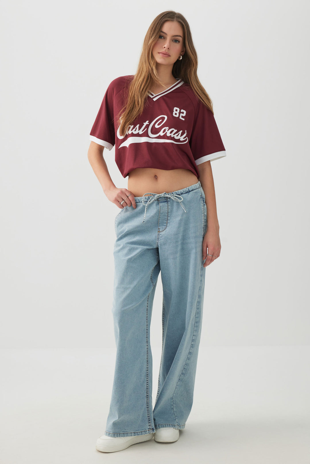 Mid Rise Wide Leg Knit Jean