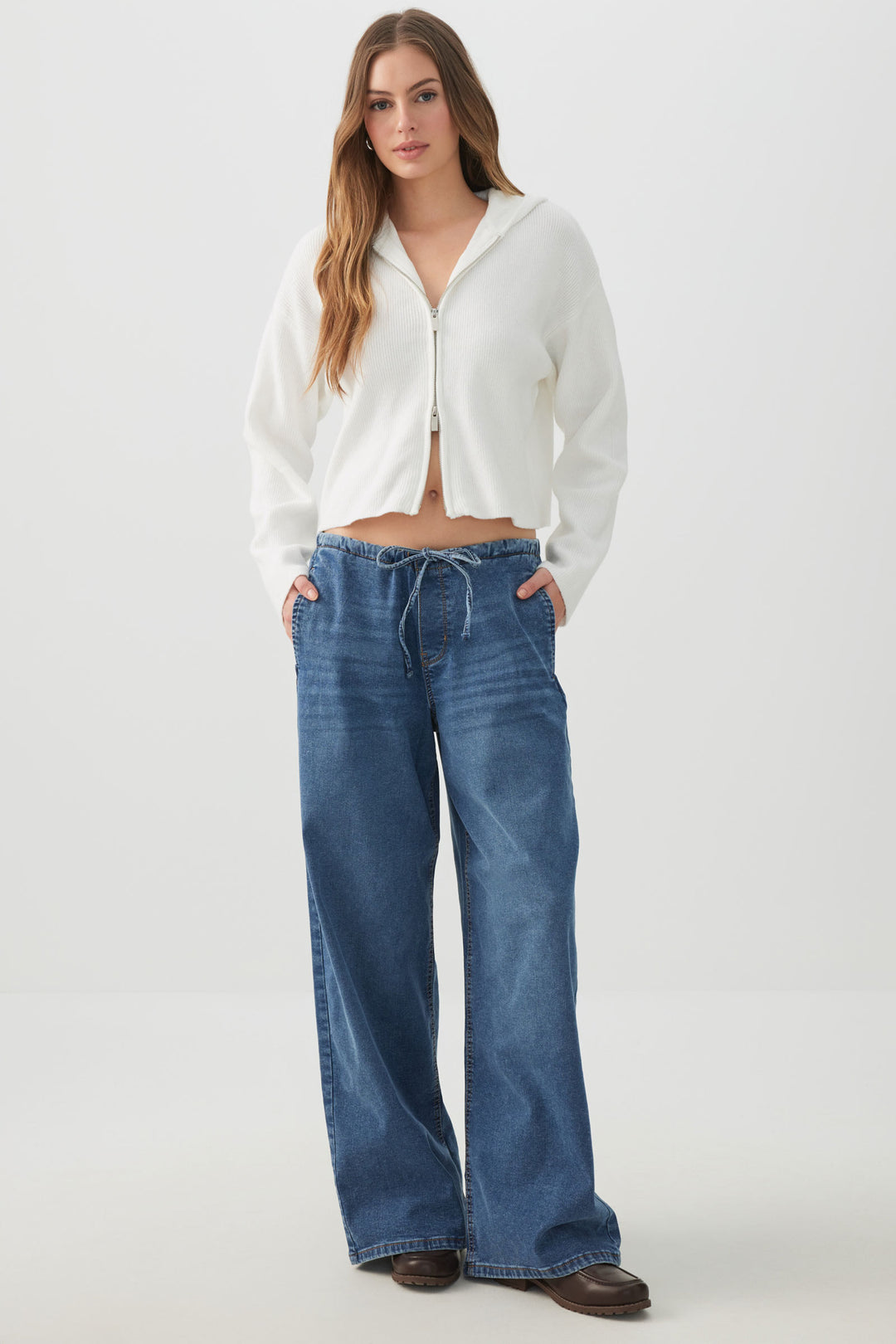 Mid Rise Wide Leg Knit Jean