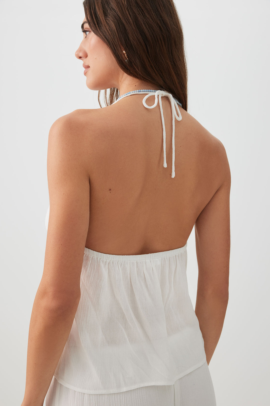 Crinkled Tie Front Tank Top