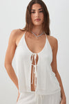 Crinkled Tie Front Tank Top