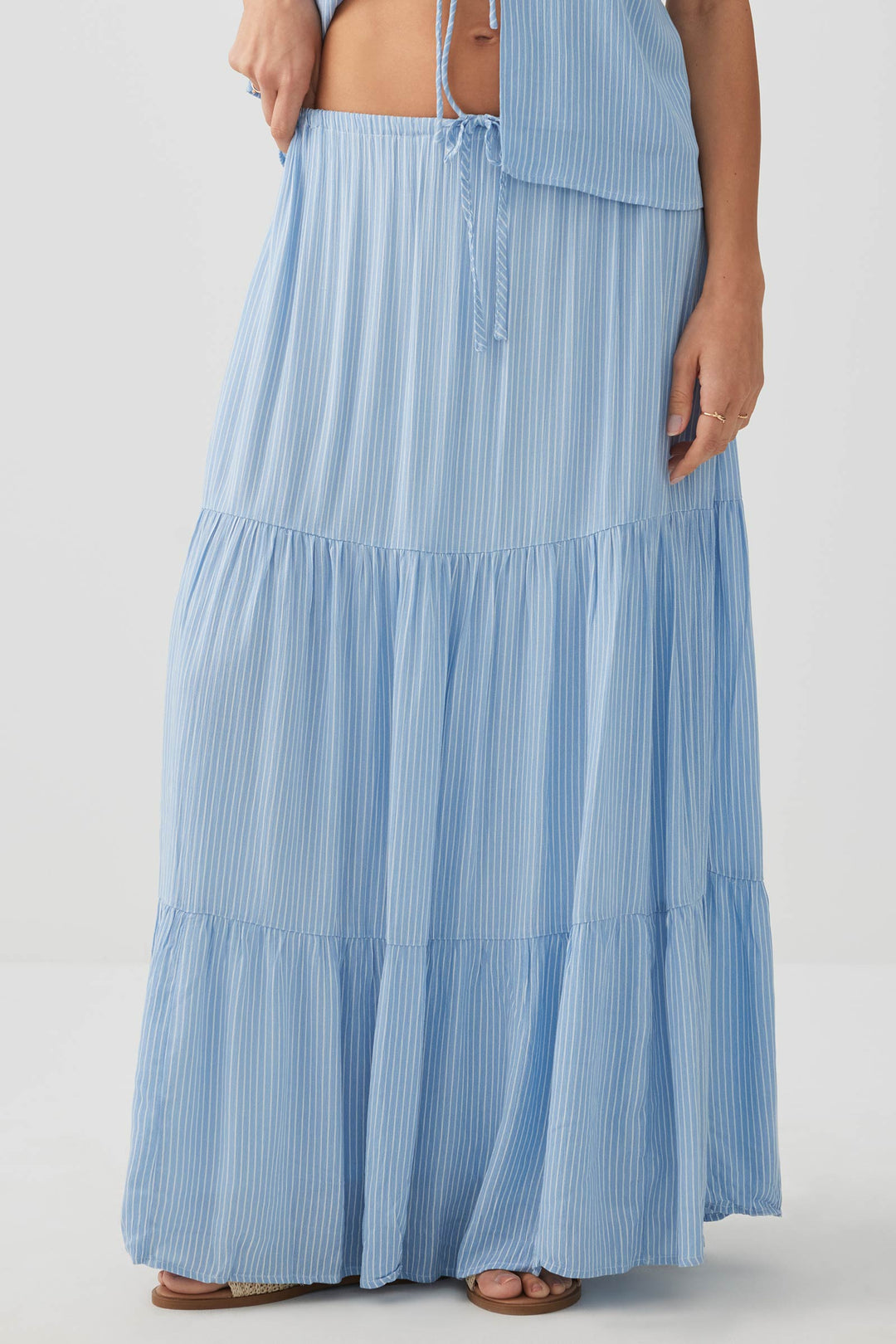 Crinkled Tiered Maxi Skirt