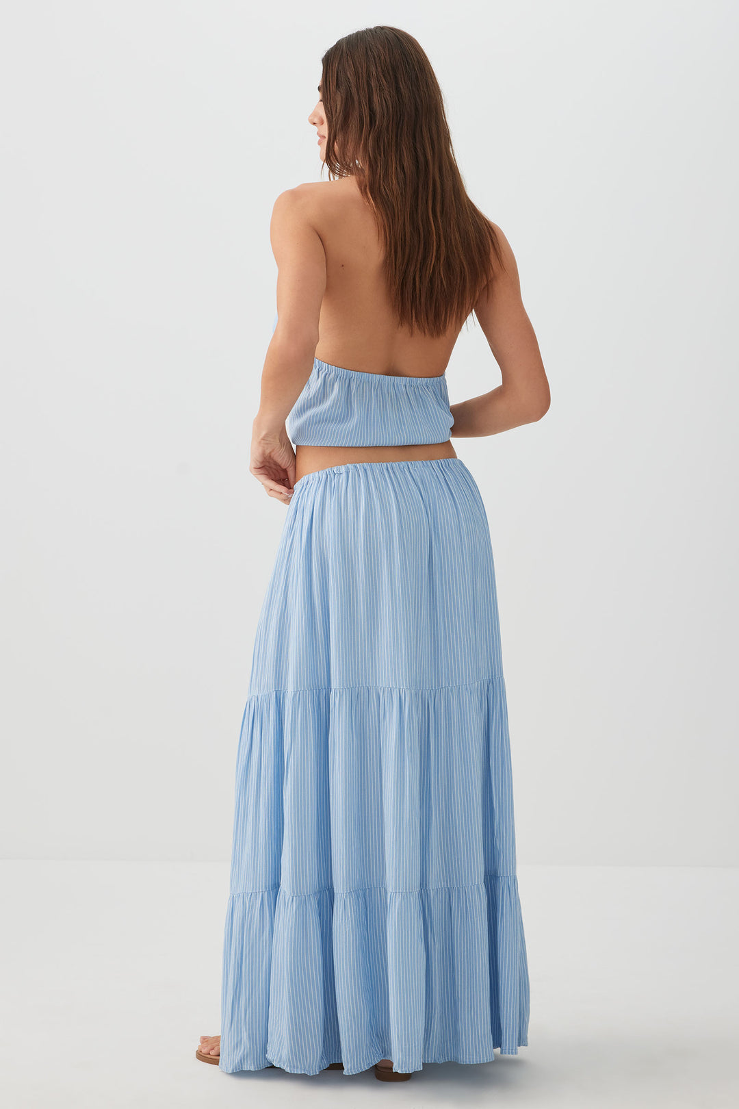 Crinkled Tiered Maxi Skirt
