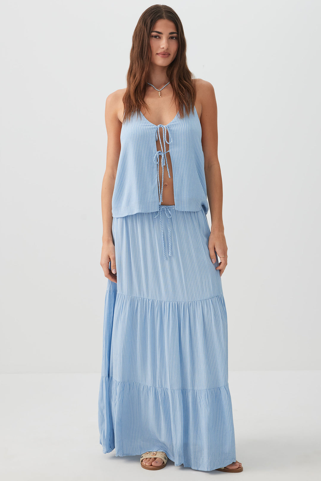 Crinkled Tiered Maxi Skirt