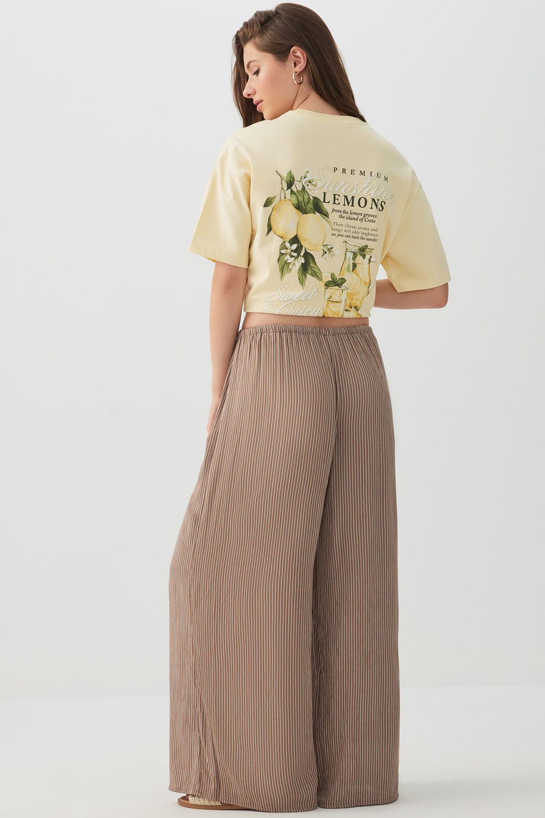 Crinkled Mid Rise Flowy Pants