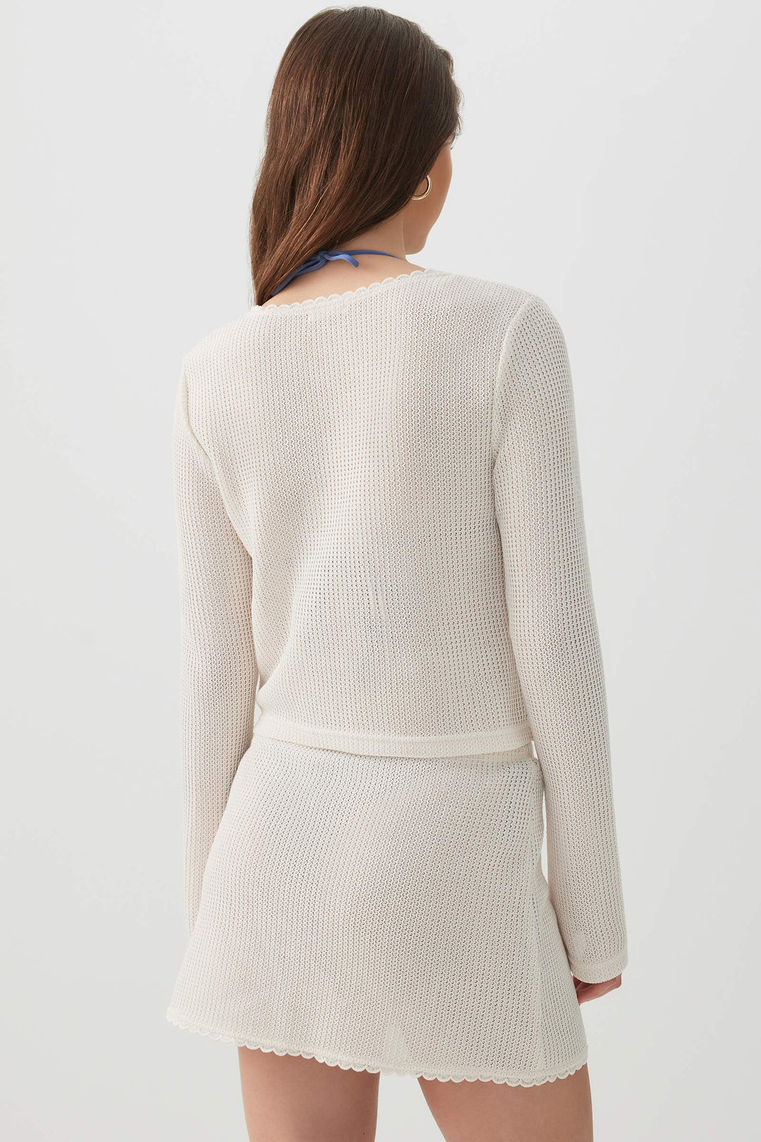 Cardigan noué à l'avant en tricot crochet