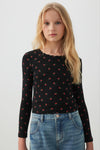 Lace Trim Long Sleeve T-Shirt