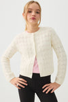 Pointelle Crew Neck Cardigan