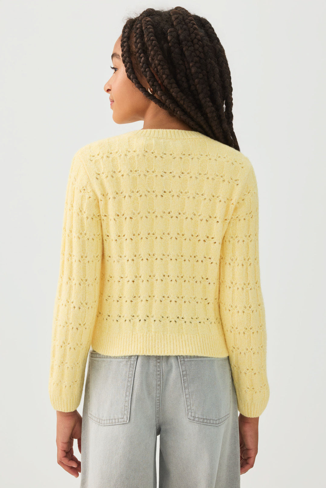 Pointelle Crew Neck Cardigan