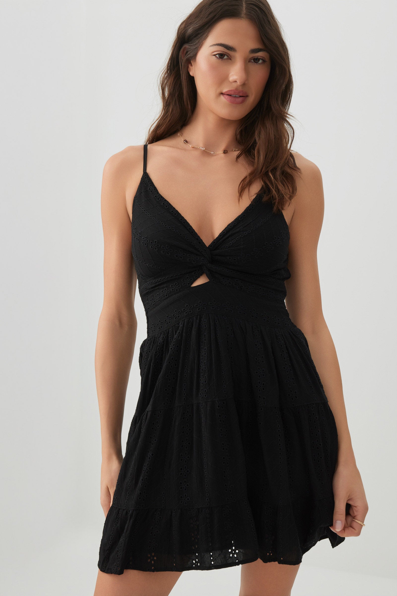 Twist Front Eyelet Mini Dress – Ardene