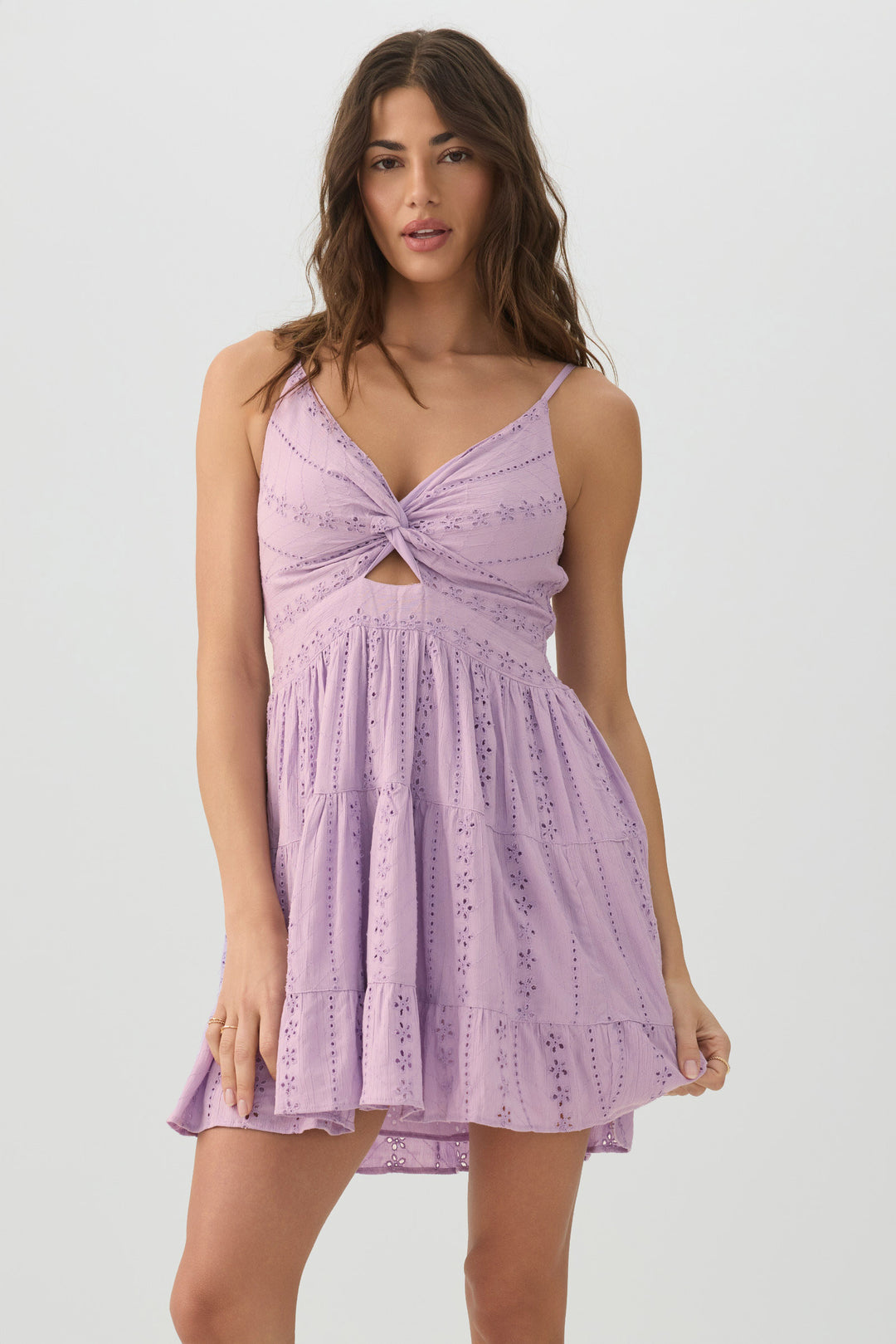 Twist Front Eyelet Mini Dress