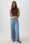 Low Rise Drawstring Wide Leg Jeans