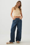 Low Rise Drawstring Wide Leg Jeans