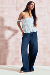 Low Rise Drawstring Wide Leg Jeans