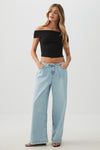 Low Rise Drawstring Wide Leg Jeans
