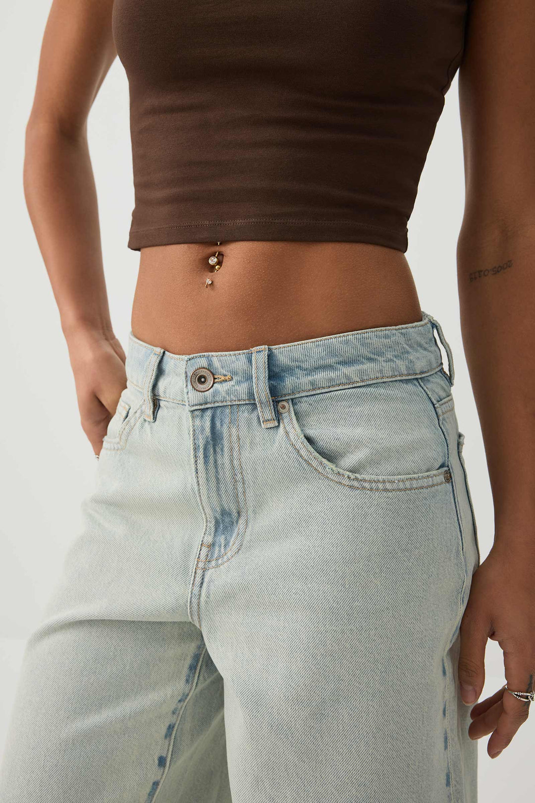 Bermuda en denim à taille haute