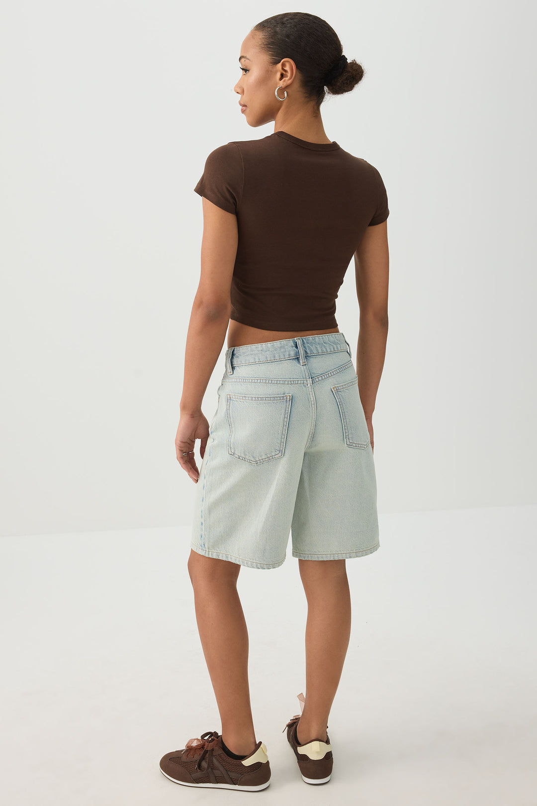 Bermuda en denim à taille haute