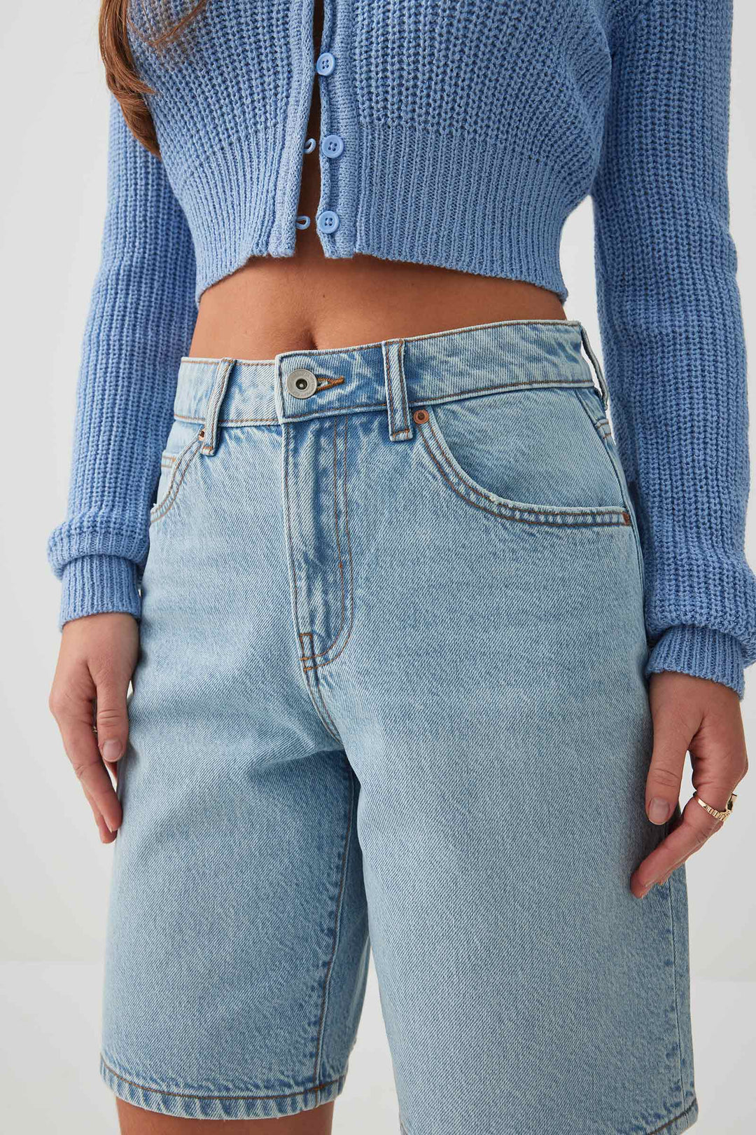 Bermuda en denim à taille haute