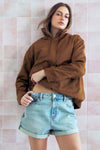 Short mom en denim à taille haute