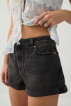 Short mom en denim à taille haute