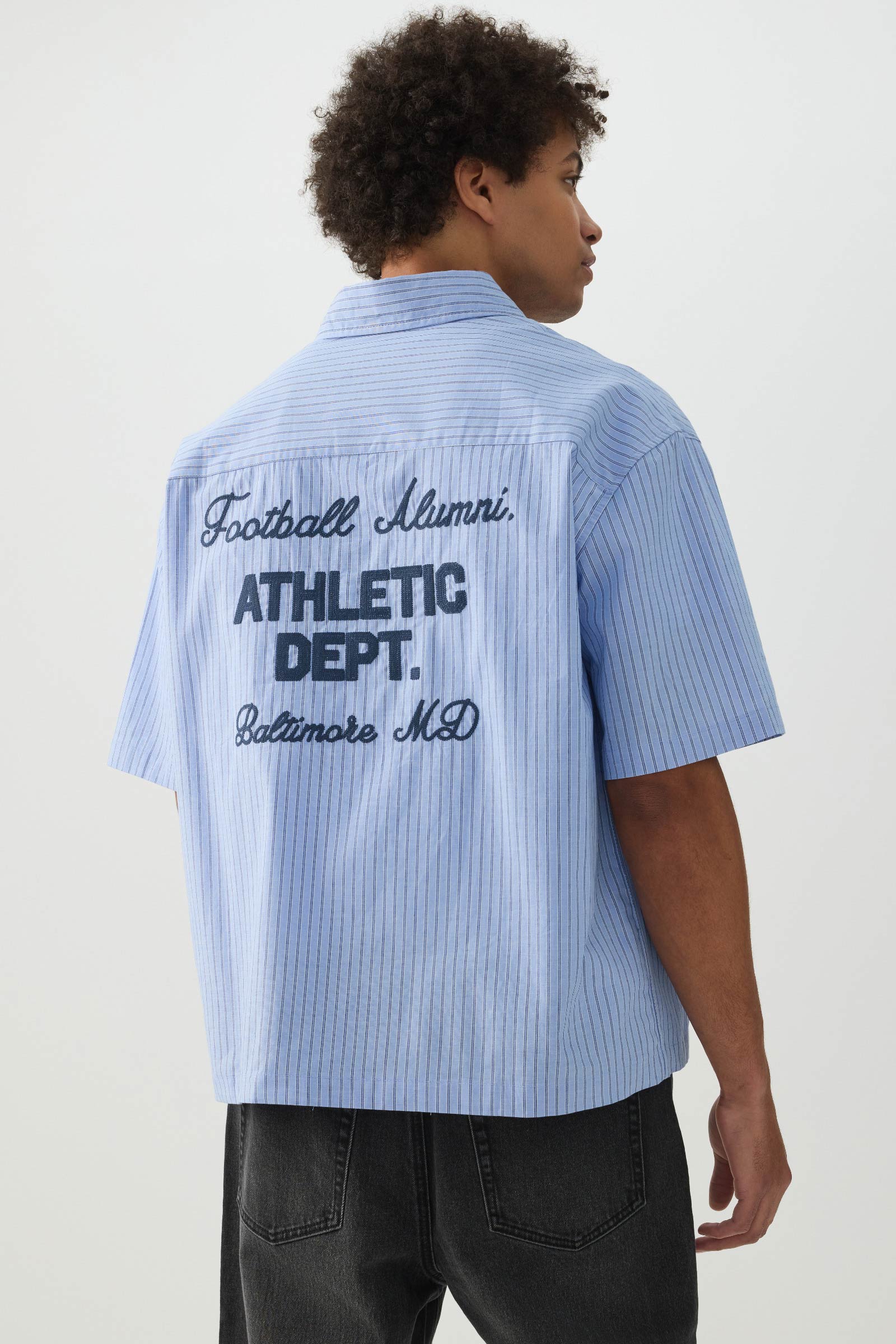 Striped Short Sleeve Shirt Medium Blue | Ardene Canada