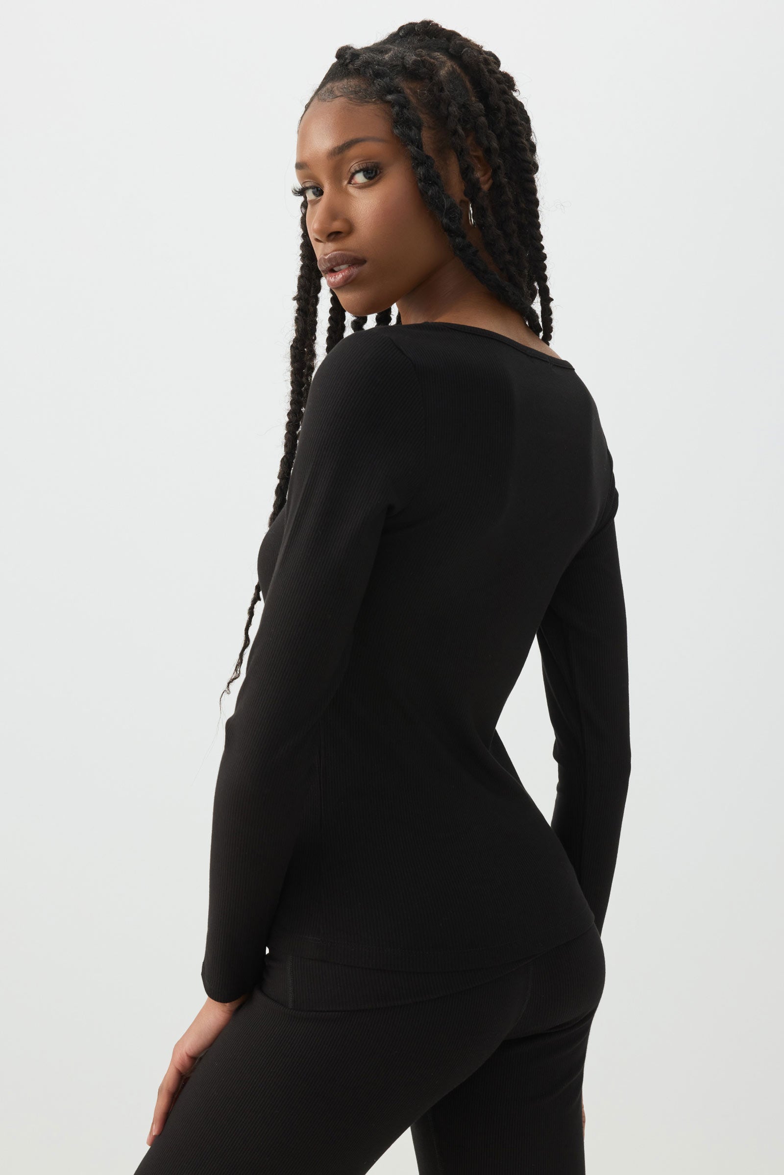 Stretch Rib Scoop Neck Long Sleeve Top – Ardene