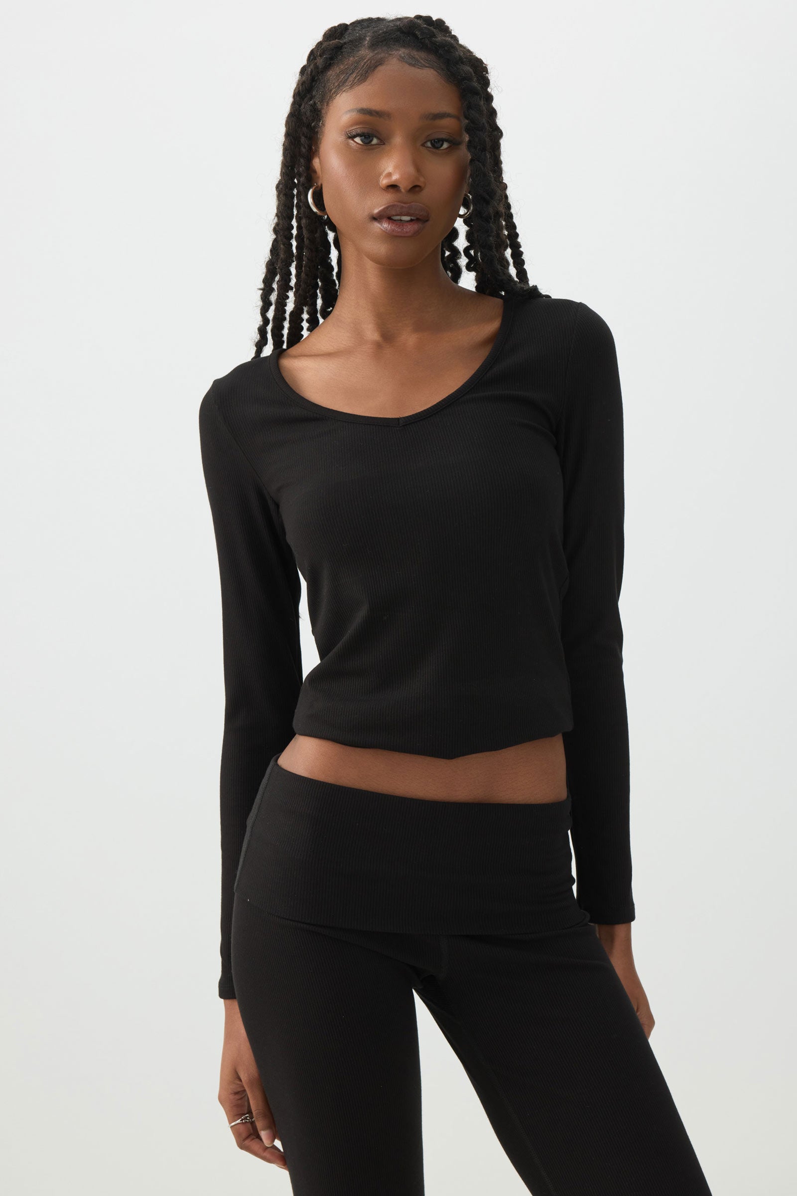 Stretch Rib Scoop Neck Long Sleeve Top – Ardene