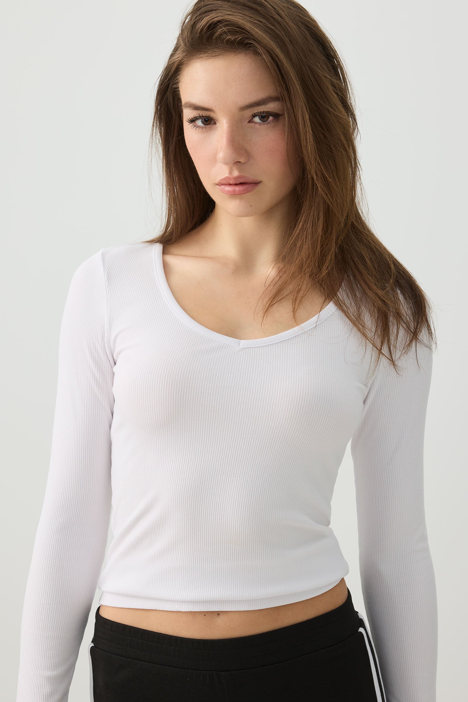 Stretch Rib Scoop Neck Long Sleeve Top – Ardene