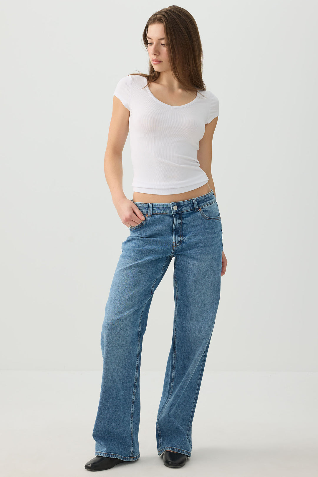 Stretch Rib Scoop Neck Cap Sleeve Top