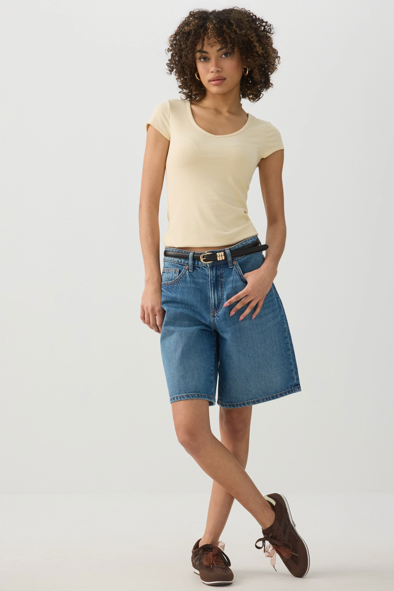 Stretch Rib Scoop Neck Cap Sleeve Top – Ardene