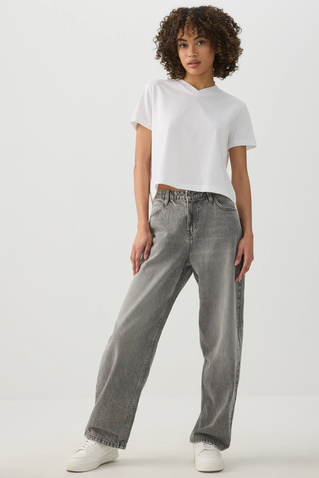 Short Length V-Neck Short Sleeve T-Shirt