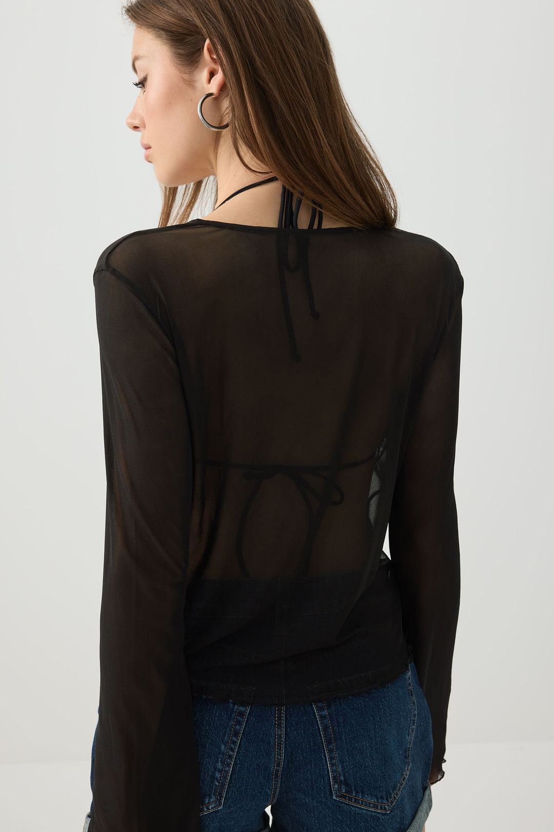 Tie Front Mesh Cardigan