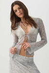 Tie Front Mesh Cardigan
