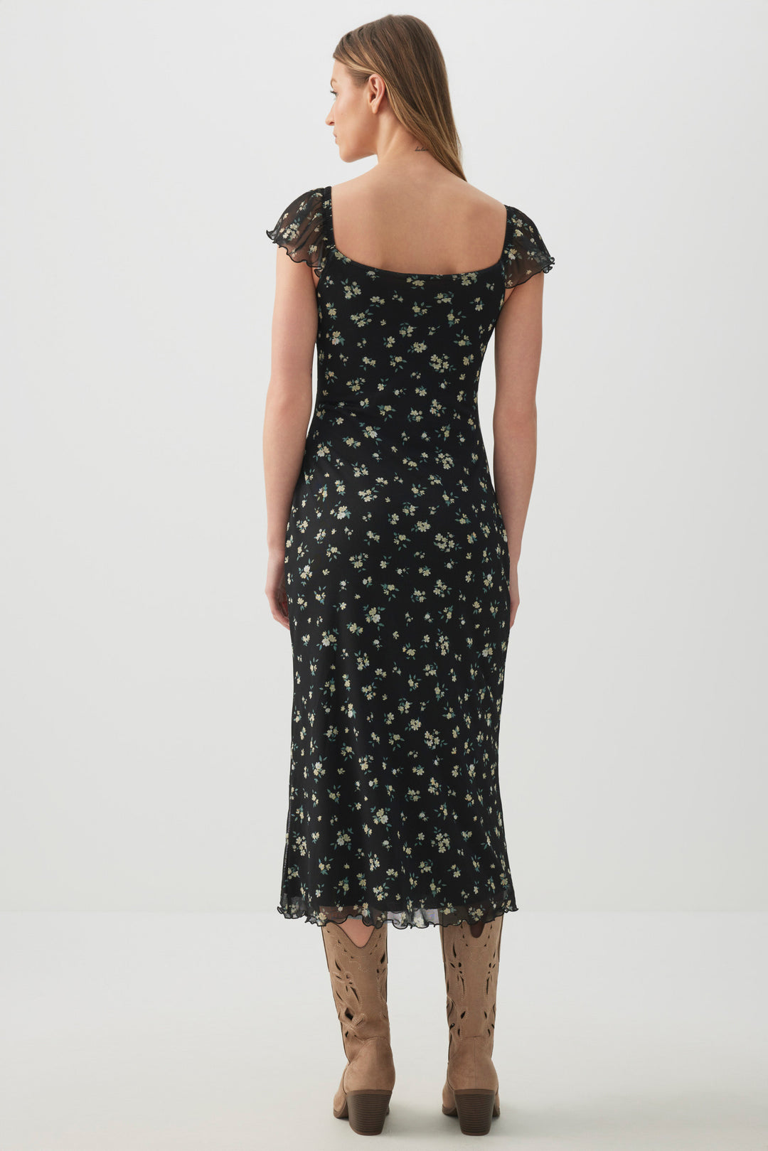 Mesh Midi Dress with Slit