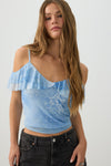 Mesh Cold Shoulder Short Sleeve Top
